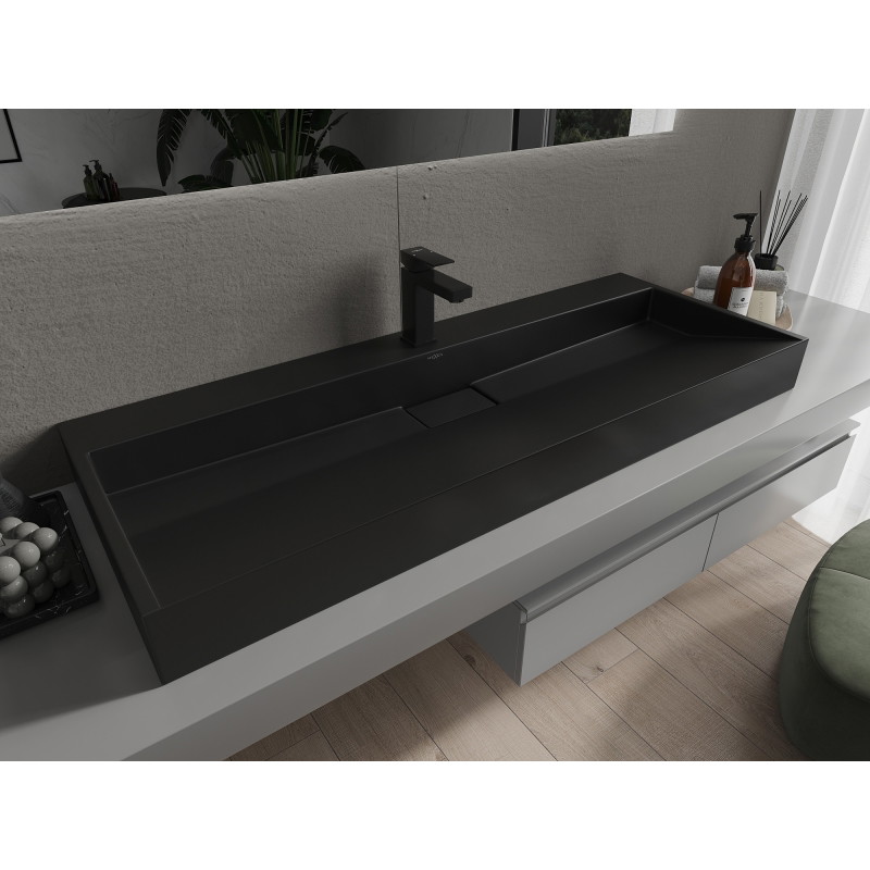 Mexen Ava chiuvetă de blat din conglomerat 1/O 120 x 46 cm, neagră - 23011271