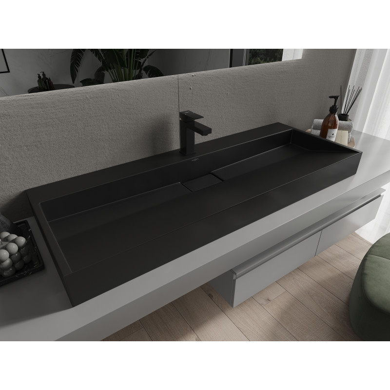 Mexen Ava ovális konglomerátum mosdó 1/O 120 x 46 cm, fekete - 23011271