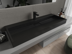 Mexen Ava chiuvetă pe blat din conglomerat 1/O 120 x 46 cm, neagră - 23011271