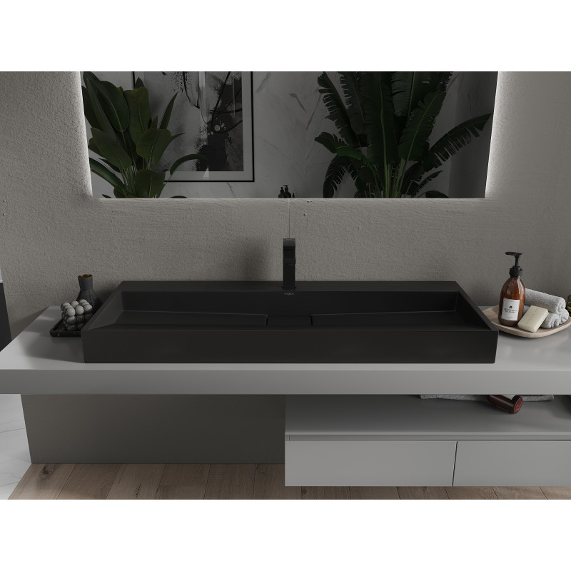 Mexen Ava chiuvetă din compozit pe blat 1/O 120 x 46 cm, neagră - 23011271