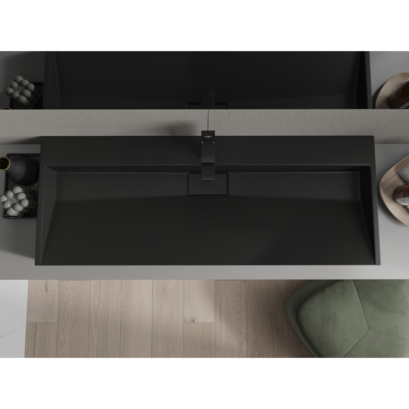 Mexen Ava ovális konglomerátum mosdó 1/O 120 x 46 cm, fekete - 23011271