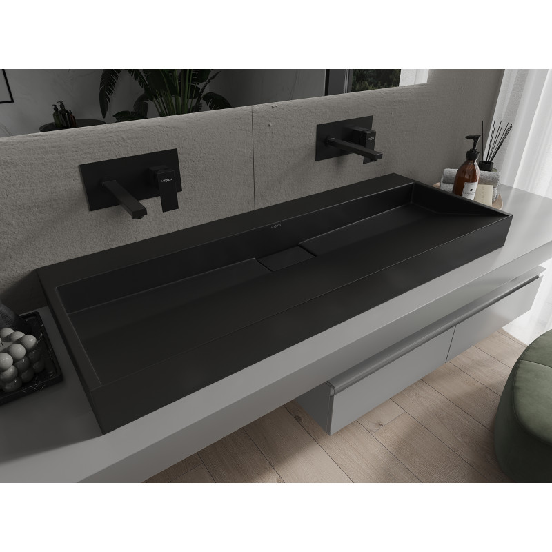 Mexen Ava 120 x 46 cm-es pultra szerelhető mosdó kompozitból, fekete - 23011270