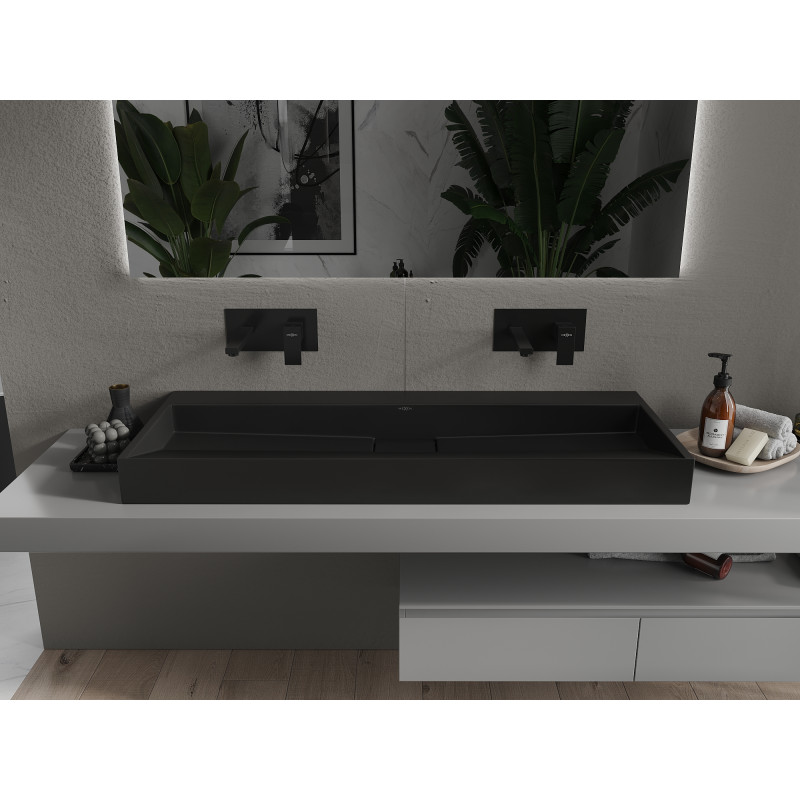 Mexen Ava chiuvetă de suprafață din conglomerat B/O 120 x 46 cm, neagră - 23011270