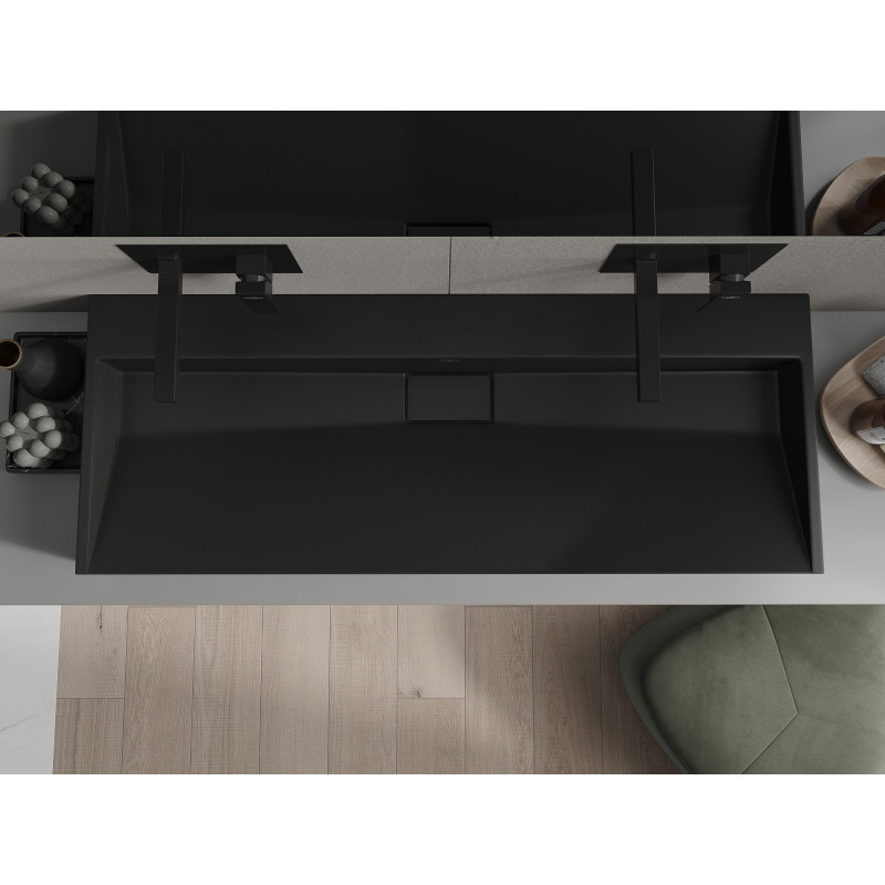 Mexen Ava 120 x 46 cm-es fekete konglomerátum feletti mosdókagyló - 23011270