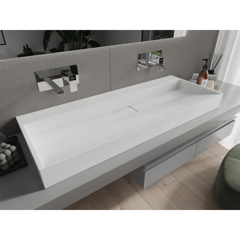 Mexen Ava 120 x 46 cm-es pultra szerelhető mosdó konglomerátumból, fehér - 23011200