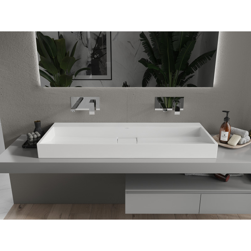 Mexen Ava 120 x 46 cm-es pultra szerelhető mosdó konglomerátumból, fehér - 23011200