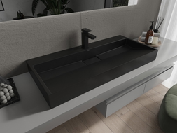 Mexen Ava pultra helyezhető mosdókagyló konglomerátumból 1/O 100 x 46 cm, fekete - 23011071