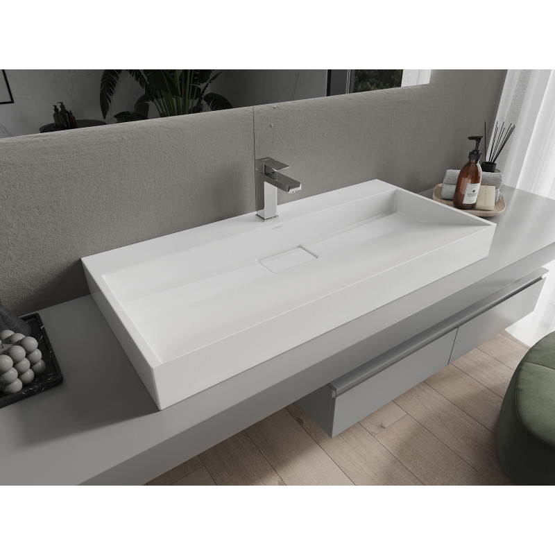 Mexen Ava asztalra szerelhető mosdókagyló konglomerátumból 1/O 100 x 46 cm, fehér - 23011001
