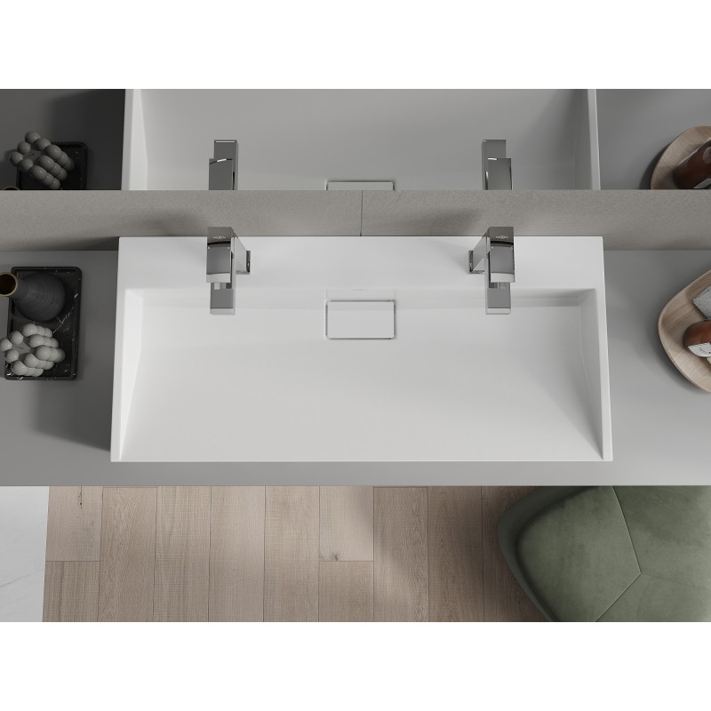 Mexen Ava asztalra helyezhető mosdókagyló konglomerátumból 2/O 100 x 46 cm, fehér - 23011002