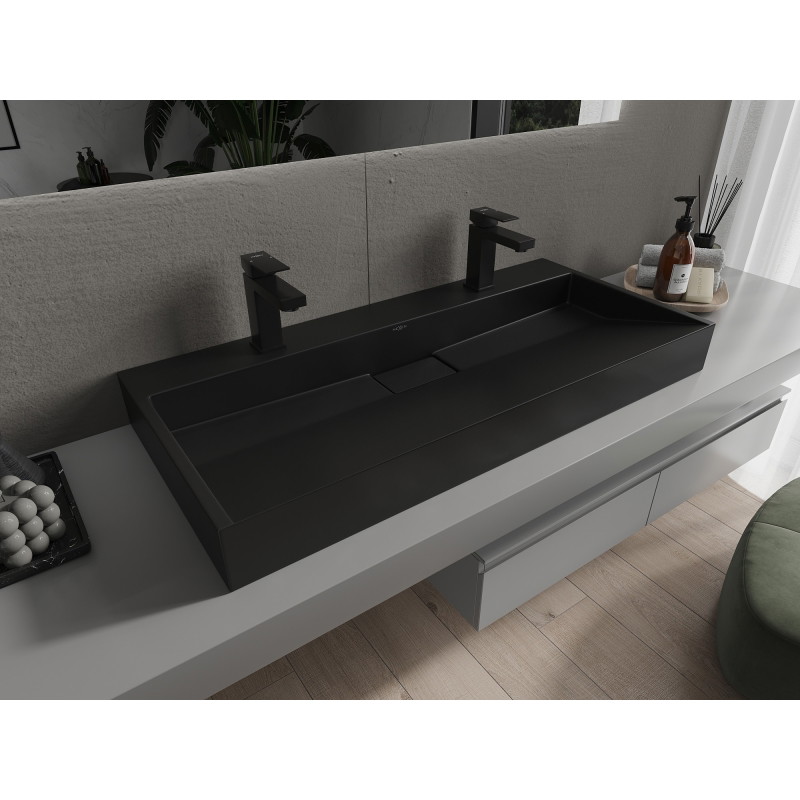 Mexen Ava pultba építhető mosdó konglomerátumból 2/O 100 x 46 cm, fekete - 23011072