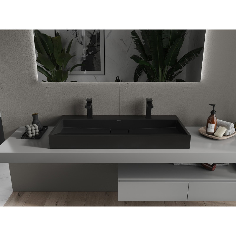 Mexen Ava pultba építhető mosdó konglomerátumból 2/O 100 x 46 cm, fekete - 23011072