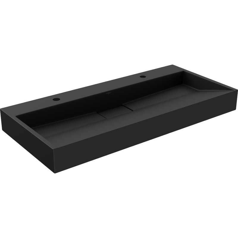 Mexen Ava chiuvetă pe blat din conglomerat 2 orificii 100 x 46 cm, Neagră - 23011072