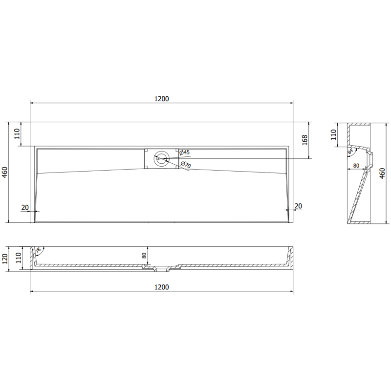 Mexen Ava lavoar pe blat din conglomerat B/O 120 x 46 cm, alb - 23011200