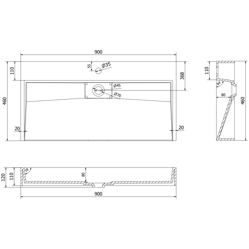 Mexen Ava chiuvetă de blat din conglomerat 1/O 90 x 46 cm, neagră - 23019071