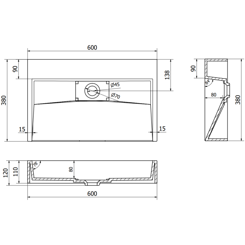 Mexen Ava chiuvetă de blat din conglomerat B/O 60 x 38 cm, neagră - 23016070