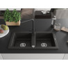 Mexen Mario chiuvetă granit 2 cameră cu baterie bucătărie Duero, negru/metalizat auriu - 6504-75-671600-70