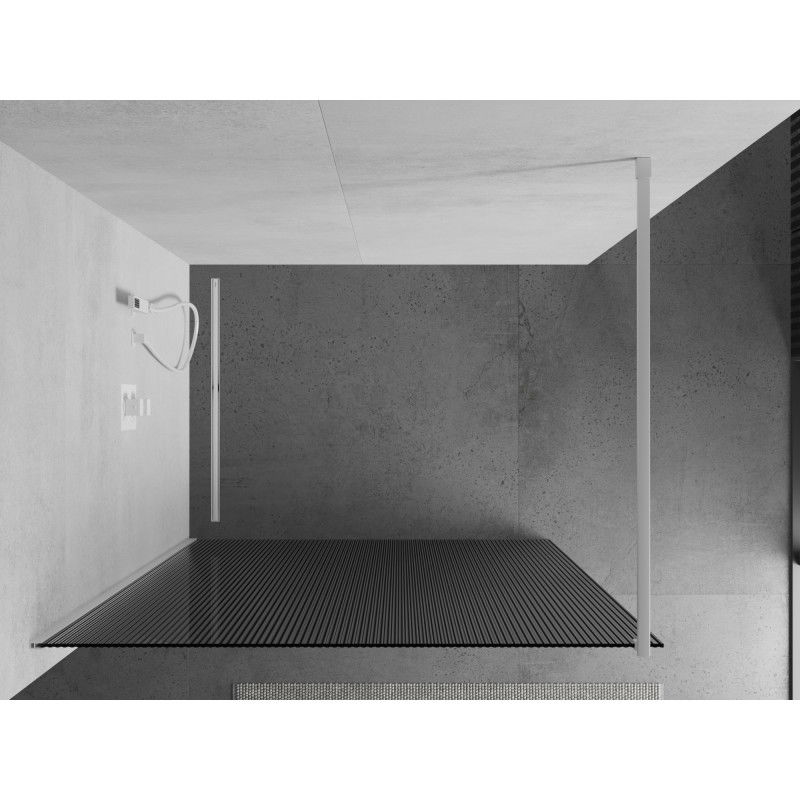 Mexen Kioto perete de duș Walk-in 100 x 200 cm, dungi 8 mm, alb - 800-100-101-20-09