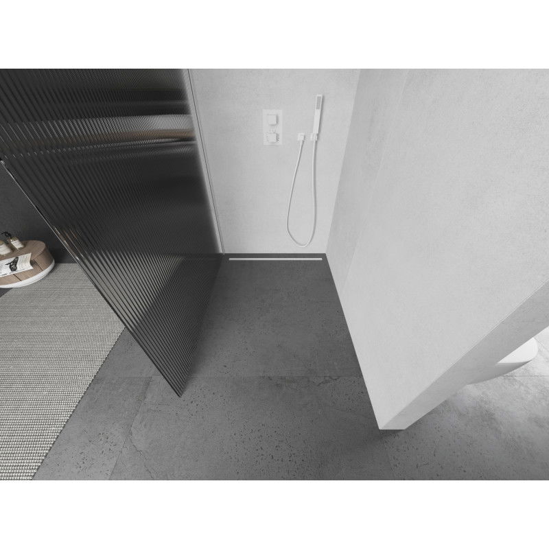 Mexen Kioto zuhanyfal Walk-in 130 x 200 cm, 8 mm csíkos, fehér - 800-130-101-20-09