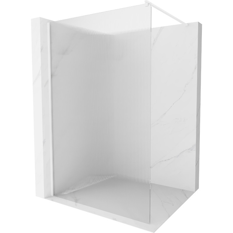 Mexen Kioto Walk-in zuhanyfal 140 x 200 cm, csíkos 8 mm, fehér - 800-140-101-20-09