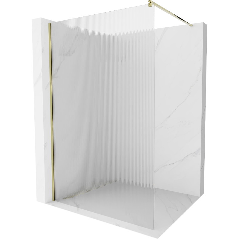 Mexen Kioto Walk-in zuhanyfal 100 x 200 cm, csíkos 8 mm, arany - 800-100-101-50-09