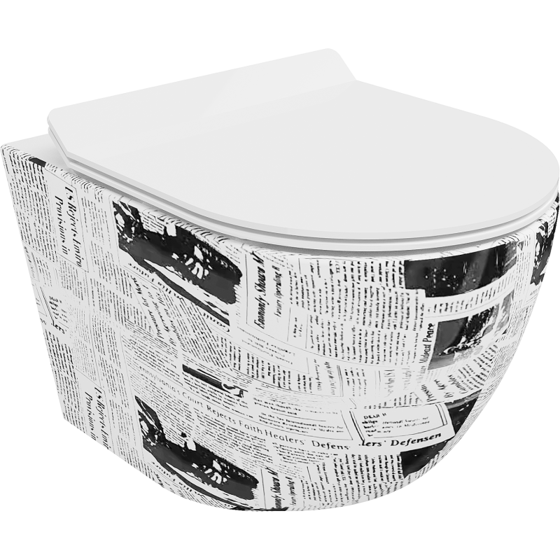 Mexen Lena Rimless WC csésze lassan záródó slim deszkával, duroplast, fehér minta - 30224099