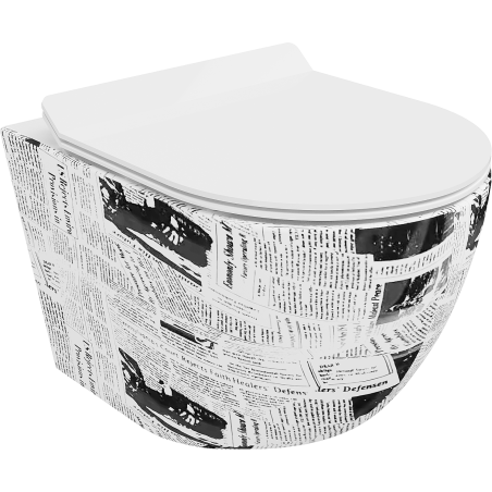 Mexen Lena Rimless WC csésze lassan záródó slim deszkával, duroplast, fehér minta - 30224099