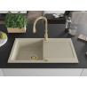 Mexen Leo chiuvetă de granit cu 1 compartiment, cu scurgător și baterie de bucătărie Savita, bej - 6501-69-672601-50