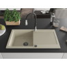 Mexen Leo chiuvetă de granit cu 1 cuvă și scurgător și baterie de bucătărie Savita, bej - 6501-69-672601-70