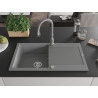 Mexen Leo chiuvetă de granit cu 1 compartiment cu scurgător și baterie de bucătărie Savita, gri - 6501-71-672601-71