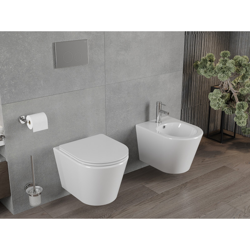 Mexen Rico Rimless WC csésze lassú leereszkedésű slim, duroplaszt, fényes fehér - 30720300
