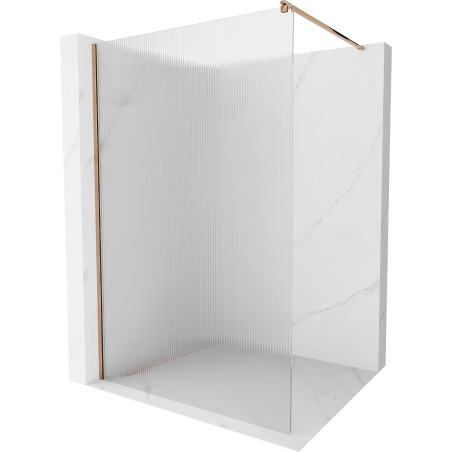 Mexen Kioto Walk-in zuhanyfal 90 x 200 cm, csíkozott 8 mm, rózsaarany - 800-090-101-60-09
