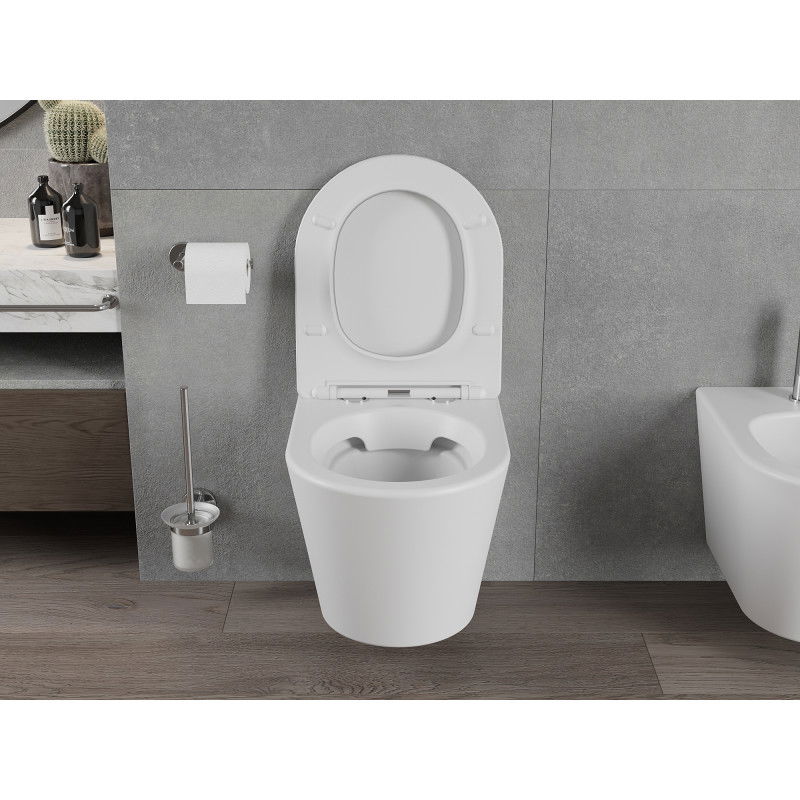 Mexen Rico WC csésze perem nélküli, lassan záródó slim ülőkével, duroplast, fehér matt - 30724001