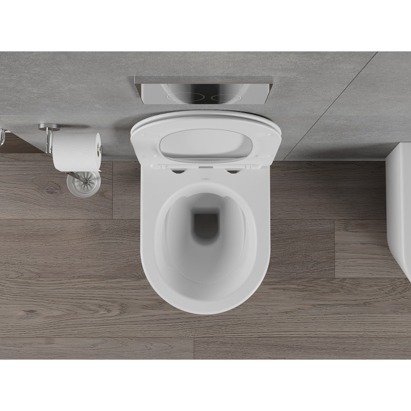 Mexen Rico Rimless WC csésze lassan záródó vékony ülőkével, duroplast, fehér matt - 30724001