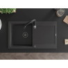Mexen Leo chiuvetă de bucătărie din granit cu 1 bazin și scurgător și baterie Savita, negru pătat - 6501-76-672601-70-B
