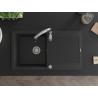 Mexen Leo chiuvetă de granit cu 1 compartiment cu picurător și baterie de bucătărie Savita, negru - 6501-77-672601-00