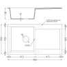 Chiuvetă din granit Mexen Leo cu 1 compartiment, cu scurgător și baterie de bucătărie Savita, negru - 6501-77-672601-70-B