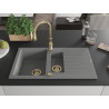 Mexen Matias chiuvetă de granit cu 1,5 cuve cu scurgător și baterie de bucătărie Savita, gri - 6502-71-672601-50