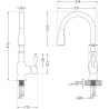 Mexen Matias chiuvetă de granit cu 1,5 cuve cu scurgător și baterie de bucătărie Savita, gri - 6502-71-672601-50