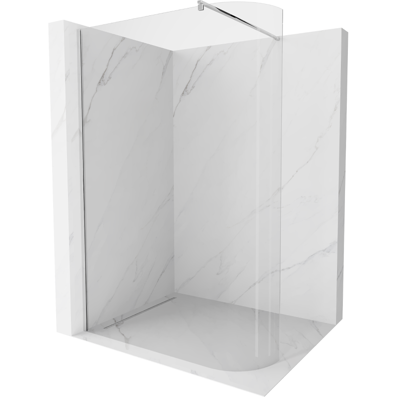 Mexen Kioto-R lekerekített zuhanyfal Walk-in 110 x 200 cm, átlátszó 8 mm, króm - 800-110-101-01-06