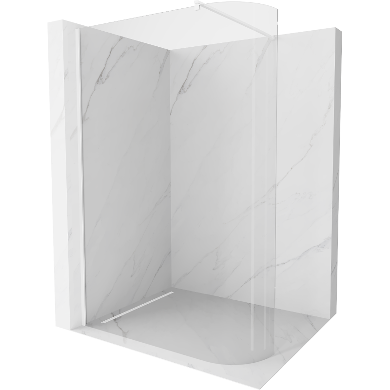 Mexen Kioto-R Lekerekített Zuhanyfal Walk-in 90 x 200 cm, átlátszó 8 mm, fehér - 800-090-101-20-06