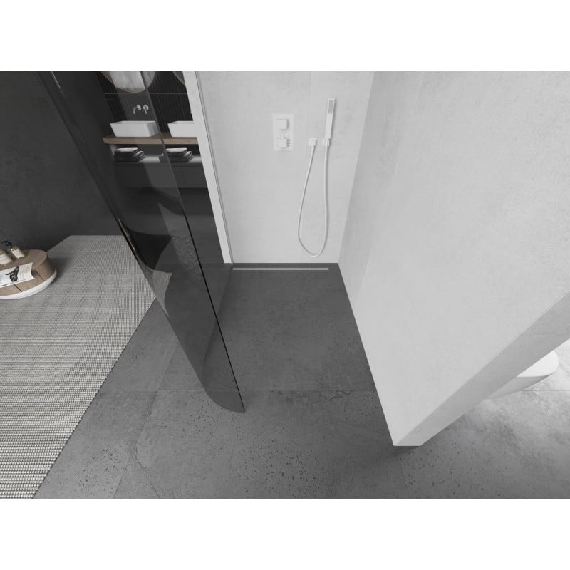 Mexen Kioto-R Iv-betűs walk-in zuhanyfal 100 x 200 cm, átlátszó 8 mm, fehér - 800-100-101-20-06