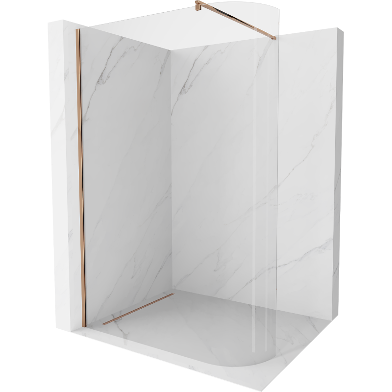 Mexen Kioto-R lekerekített Walk-in zuhanyfal 110 x 200 cm, átlátszó 8 mm, rózsaarany - 800-110-101-60-06