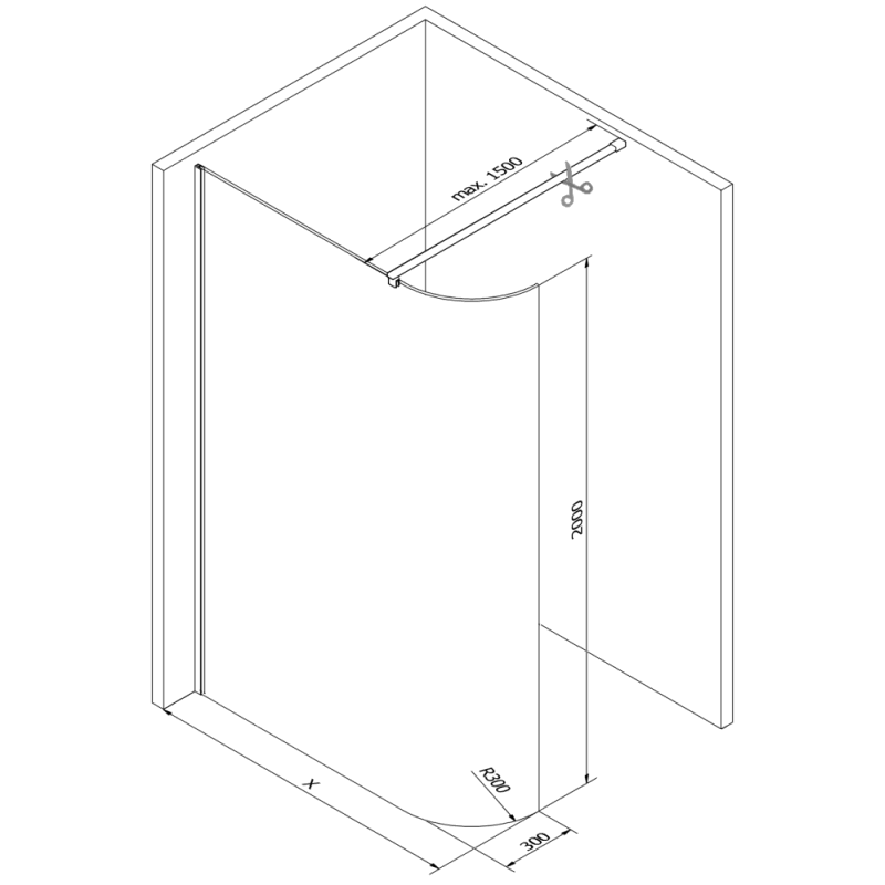 Mexen Kioto-R Lekerekített Walk-in zuhanyfal 160 x 200 cm, átlátszó 8 mm, rózsaarany - 800-160-101-60-06