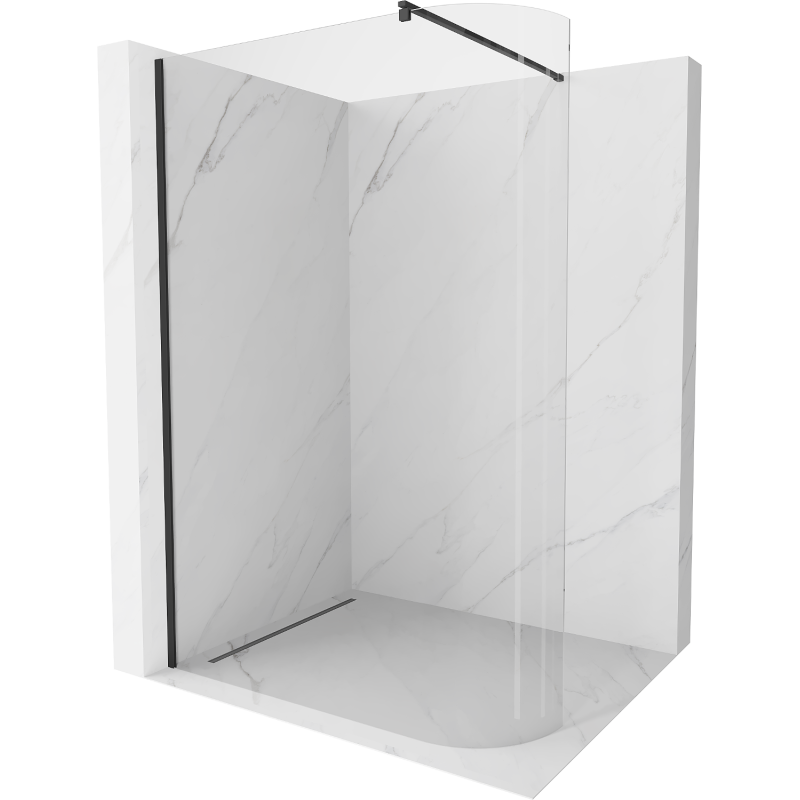Mexen Kioto-R íves Walk-in zuhanyfal 90 x 200 cm, átlátszó 8 mm, fekete - 800-090-101-70-06