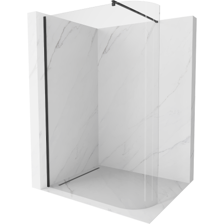 Mexen Kioto-R Lekerekített Walk-in zuhanyfal 110 x 200 cm, áttetsző 8 mm, fekete - 800-110-101-70-06