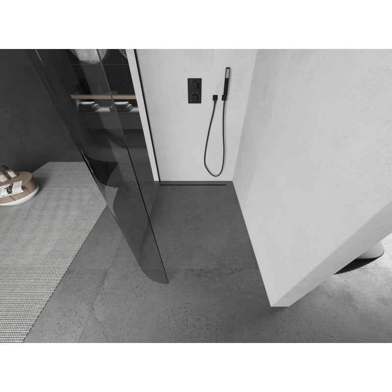 Mexen Kioto-R Lekerekített Walk-in zuhanyfal 120 x 200 cm, átlátszó 8 mm, fekete - 800-120-101-70-06