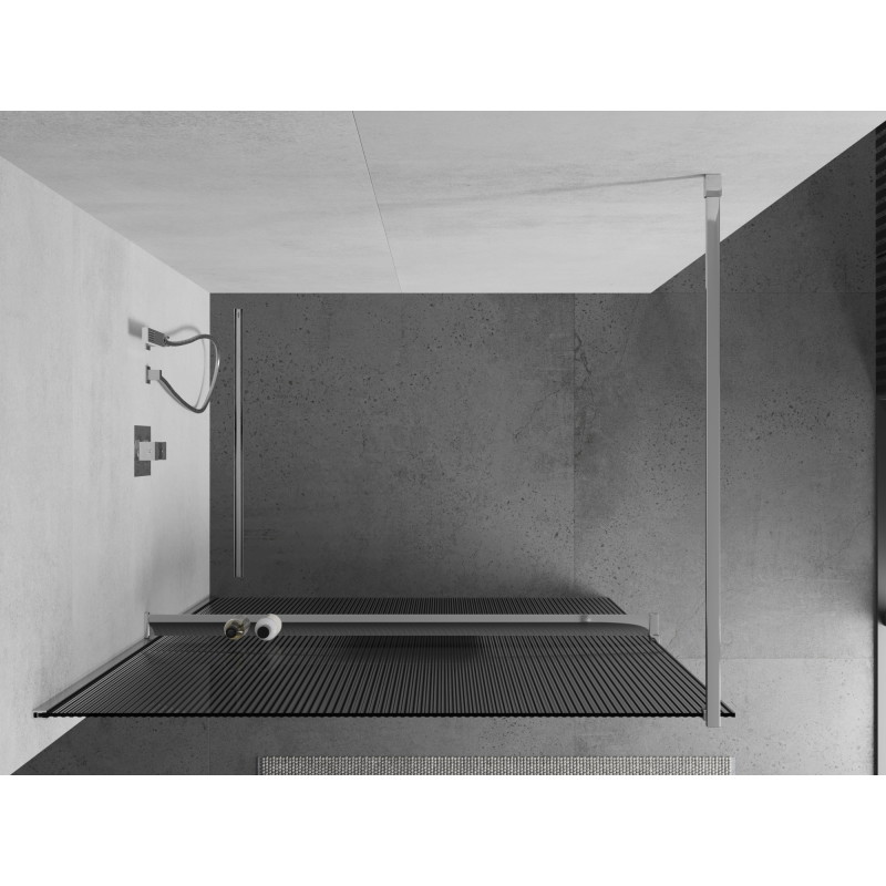 Mexen Kioto+ panou de duș cu raft Walk-in 70 x 200 cm, dungi, crom - 800-070-121-01-09