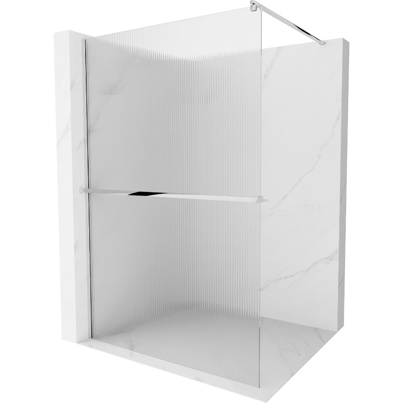Mexen Kioto+ zuhanyfal polccal Walk-in 120 x 200 cm, csíkos, króm - 800-120-121-01-09