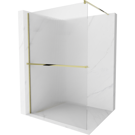 Mexen Kioto+ zuhanyfal polccal Walk-in 140 x 200 cm, csíkos, arany - 800-140-121-50-09