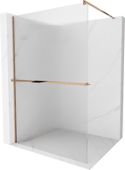 Mexen Kioto+ zuhanyfal polccal Walk-in 130 x 200 cm, csíkos, rózsaarany - 800-130-121-60-09